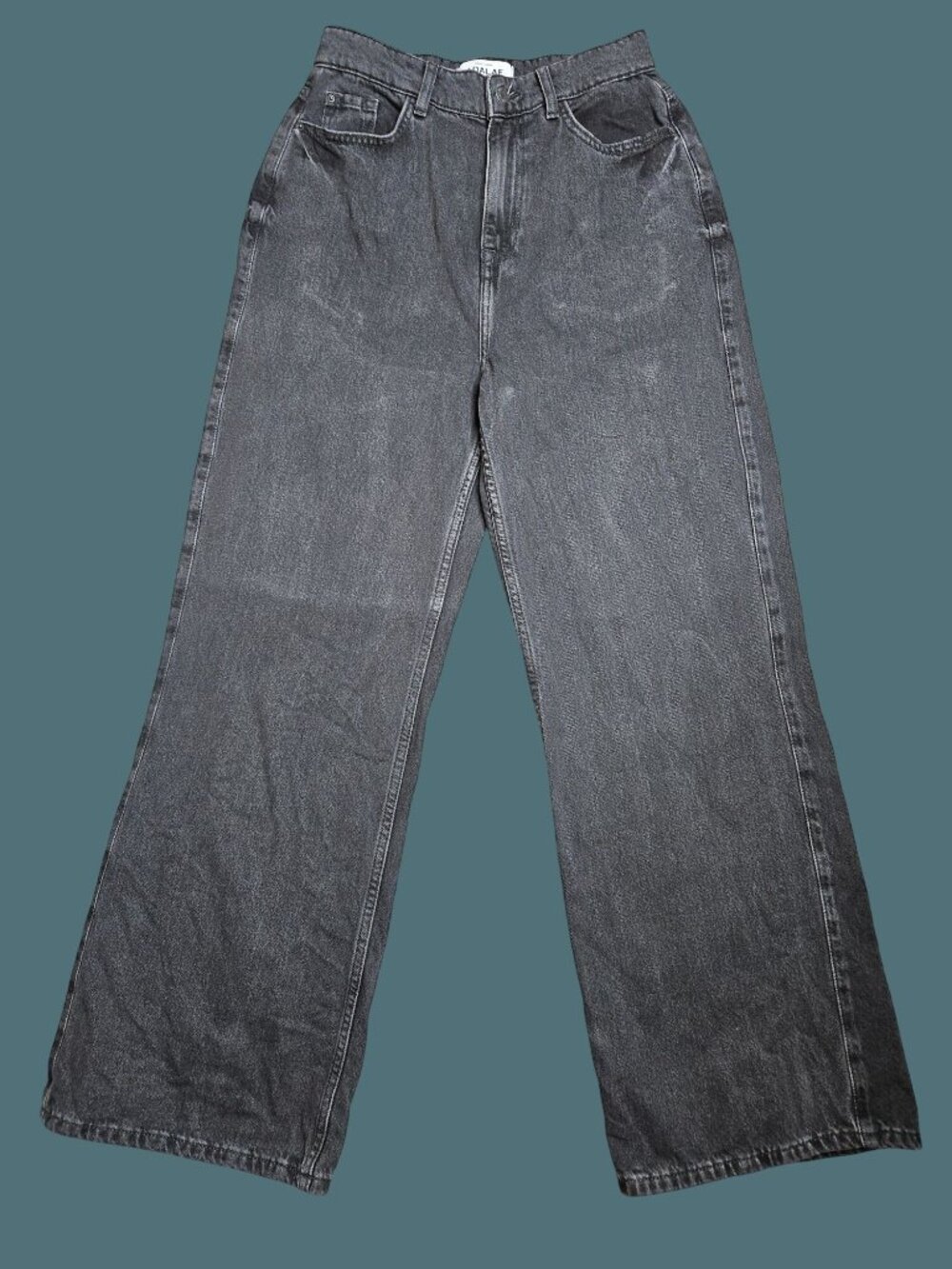 New Look Adalae Black Wide Leg Baggy High Rise Grunge Jeans Women Size 6 Short